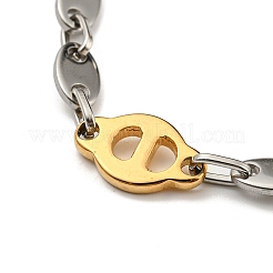 Ионное покрытие (ip) двухцветный браслет из нержавеющей стали 201 с овальными звеньями BJEW-B078-10GP