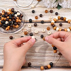 300 шт. 6-х цветные крашеные бусины из натурального дерева&nbsp;WOOD-PA0001-11