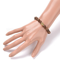Bracelet extensible perles rondes en bois naturel&nbsp;BJEW-JB07101