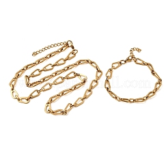 Set di gioielli con collana e bracciale a catena a goccia in acciaio inossidabile 304&nbsp;SJEW-L199-18G