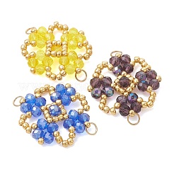 7 pièce de breloques connecteurs en forme de fleur en verre électroplaqué à 7 couleurs chakra&nbsp;PALLOY-MZ01297