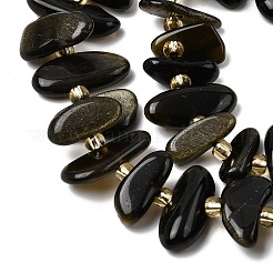 Естественный золотистый отлив обсидиан бисер пряди&nbsp;G-L649-A04-01