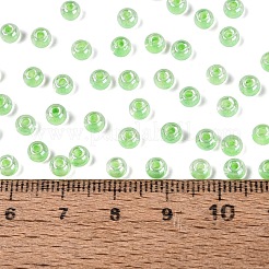 Fgbガラスシードビーズ  光沢のある内側の色  グレードA  ラウンド  ライムグリーン  6/0  4x3mm  穴：1.2~1.4mm  約6400個/ポンド&nbsp;SEED-Q040-08A-09