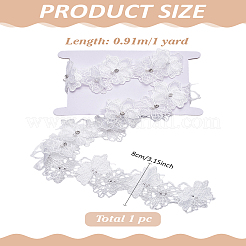 1 ярд двухслойной полиэстеровой кружевной ленты с цветочным узором 3D и стразами&nbsp;OCOR-LP0003-60