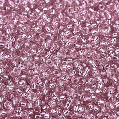 MIYUKIラウンドロカイユビーズ  日本製シードビーズ  11/0  （rr1349)シルバーライニング淡いピンク  2x1.3mm  穴：0.8mm  約50000個/ポンド&nbsp;SEED-G007-RR1349