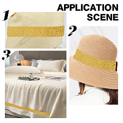 Жаккардовая цветочная лента из полиэстера длиной 7.5 ярд.&nbsp;OCOR-WH0088-84C