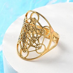 Регулируемое кольцо из нержавеющей стали 304 «Звезда Давида» RJEW-P037-05G