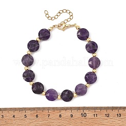 Braccialetti da donna con perline distanziatrici in ametista naturale e ottone.&nbsp;BJEW-JB14112-02