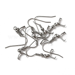 304ステンレススチールピアスフック  アイスピックピンチベイル付き  ステンレス鋼色  27.5x21mm  21ゲージ  ピン：0.7mmおよび0.5mm（ハーフダールビーズ用）&nbsp;X-STAS-WH0035-14P