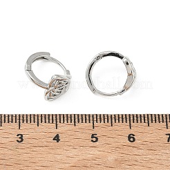 女性のための真鍮のフープピアス  三位一体の結び目  プラチナ  13x13.5x9.5mm&nbsp;EJEW-F413-01P