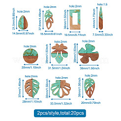 20шт 10 стильные подвески из прозрачной смолы и орехового дерева RESI-KS0001-08