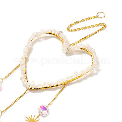 Herz natürliche Quarzkristallsplitter hängende Ornamente&nbsp;HJEW-G024-01B