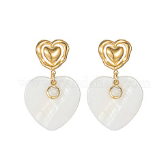 Orecchini pendenti in acciaio inossidabile 304 e conchiglia naturale per San Valentino&nbsp;WGB8D66-01
