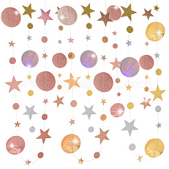 3 Stück Papiergirlande mit Glitzerkreisen und Sternen in 3 Stilen&nbsp;HJEW-PH0001-50
