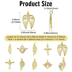 10 шт. 10 стиля латунные подвески с микропаве и кубическим цирконием&nbsp;KK-CJ0003-74