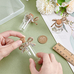 3 шт. 3 размера прозрачных стеклянных пустых бутылок с подвесками в виде отпечатков лап в виде сердечек и перьев из сплава и пробковой пробкой AJEW-NB00018