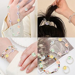 60шт УФ-покрытие Радужные переливающиеся акриловые бусины&nbsp;OACR-YW0003-95