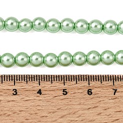 環境に優しいガラスパールビーズ  パールカラーの  ラウンド  ミディアムスプリンググリーン  6mm  穴：1.2~1.5mm  約68個/連  16''（40.64センチメートル）&nbsp;HY-J002-6mm-HX066