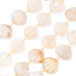 Нити резных бусин из натурального золота с рутиловым кварцем&nbsp;G-H339-A02-01