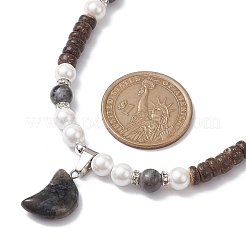 Collane con ciondolo luna larvikite da donna&nbsp;NJEW-JN04664-02