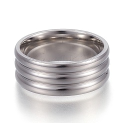 304ステンレススチール指輪  ワイドバンドリング  ラインストーン付き  クリスタル  サイズ6~10  ステンレス鋼色  16~20mm&nbsp;RJEW-E155-01P
