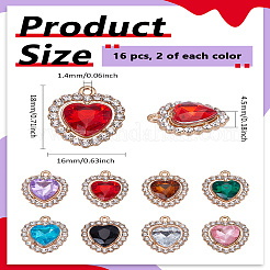16 шт. подвески из латуни и акрила 8 цветов со стразами&nbsp;FIND-LP0004-24