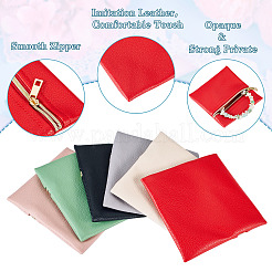 6 шт. 6 цвета искусственной кожи сумки для хранения ювелирных изделий на молнии&nbsp;ABAG-TA0001-66B