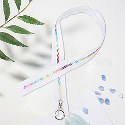 4個 #5 ナイロンコイルジッパー レインボージッパーテープ  樹脂コイルのカラフルな歯  ホワイト  700x32mm&nbsp;SENE-CY0001-13A-02