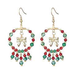 Boucles d'oreilles pendantes en perles de verre faites à la main sur le thème de Noël&nbsp;EJEW-MZ00488-02