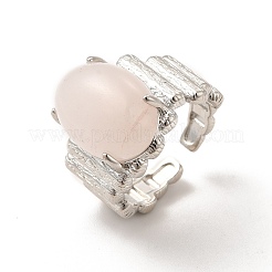 Овальное открытое кольцо-манжета из натурального розового кварца RJEW-P082-03P-20