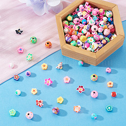 200 Stück 4 Stile handgemachte Polymer Clay Blumen Pflaumenblüten Perlen&nbsp;CLAY-TA0002-05
