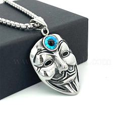 Мужские ожерелья с подвеской в виде маски джокера из нержавеющей стали голубого цвета с изображением сглаза UG0324