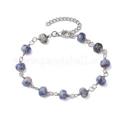 Braccialetti con catena a maglie di pietre preziose sfaccettate rondelle&nbsp;BJEW-JB10831