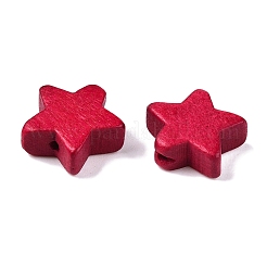 塗装天然木ビーズ  スター  クリムゾン  14~15x14~15x5.5mm  穴：1.5mm&nbsp;WOOD-R265-09F