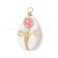 Подвески из натуральной медной проволоки из ракушек каури&nbsp;PALLOY-JF03834