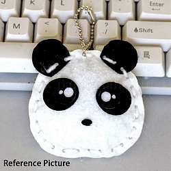 Diy panda нетканые наборы для ключей с вышивкой, в том числе железная шариковая цепь, хлопковый шар, бумажные бирки, хлопок шнур, пластик контактный, ткань, белые, Готовая защита: 65x90 мм