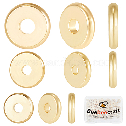 Beebeecraft 60 pièces 3 tailles perles d'espacement rondes plates en laiton plaqué or 24 carats heishi perles de fabrication de bijoux en vrac pour bricolage bracelet boucle d'oreille collier