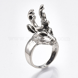 Lega anelli a fascia larga, anelli grossi, cervo, argento antico, formato 11, 21mm