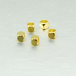 Séparateurs perles en laiton cube, or, 4x4x4mm, Trou: 3mm