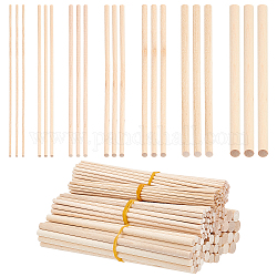 PandaHall 150pcs Wooden Dowel Rods, 7 Sizes Natural Wood Dowels Hardwood Craft Sticks Round Wood Sticks for Macrame Wedding Halloween Ribbon Home Decor DIY Projects