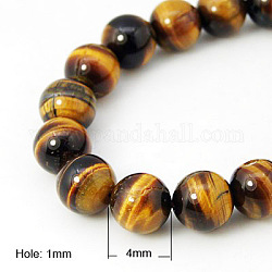 Natürlichen Tigerauge Perlen Stränge, Klasse A, Runde, dunkelgolden, 4 mm; ca. 95 Stk. / Strang, 15 Zoll