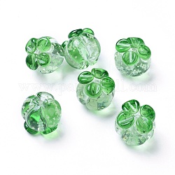 Leuchthandgemachte Glasperlen, Kürbis, grün, 18.5~19x16 mm, Bohrung: 1.6 mm