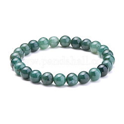 Bracelets extensibles à perles rondes en jadéite naturel, Avec des perles de rechange, Fil élastique en fibre et fer à repasser, 50~52mm