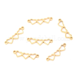Connettori per maglie in acciaio inossidabile, cuore connesso, oro, 15x4x1.1mm, Foro: 1 mm