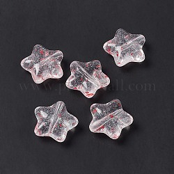 Transparente Acryl Perlen, mit getrockneten Blütenblättern, Stern, indian red, 19x20x8 mm, Bohrung: 1.8 mm