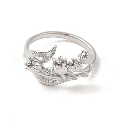 Anelli gemelli in ottone, anello aperto a fiore per donna, platino, misura degli stati uniti 7 3/4 (17.9mm)