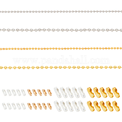 Globleland 2 Stil 2 Farben Eisenkugel Perlenketten Halskette Herstellungssets, mit Kugelkette Steckverbinder, Platin & golden, Eisenkugel Kugelketten: 1.5~2.4mm