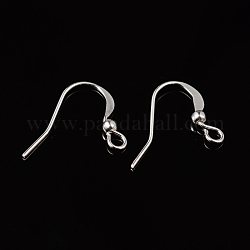 真鍮フレンチピアスフック  フラットピアスフック  耳ワイヤー  ビーズと水平ループ付き  無鉛の  銀  15mm  穴：2mm