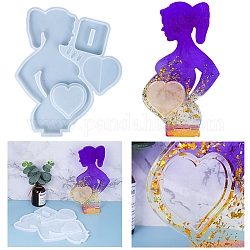 Moldes de silicona para marco de fotos de mujer embarazada del día de la madre, moldes de resina, para resina uv, fabricación de joyas de resina epoxi, blanco, 272x224x11mm