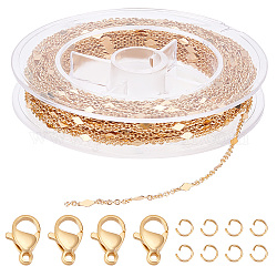Beebeecraft DIY Chain Bracelet Necklace Making Kit, Including Brass Rhombus Link Chains, 304 Stainless Steel Clasps & Jump Rings, Golden, Chain: 10m/bag